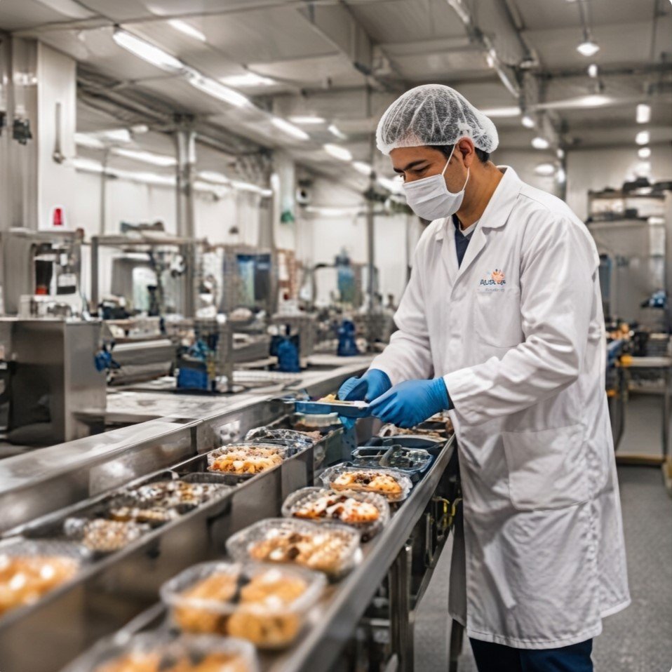 Técnico en una línea de procesamiento de alimentos
